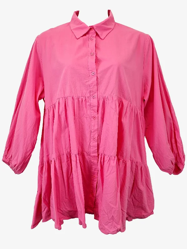 Women's Narrow Collar DressesLittle Party Dress Barbie Pink Tiered Shirt Mini Dress Size 16