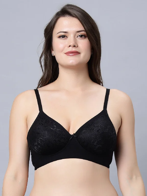 seamless nursing bra with easy-access clipsMedium Coverage Padded Lace Black color Bra (Pack of 1)