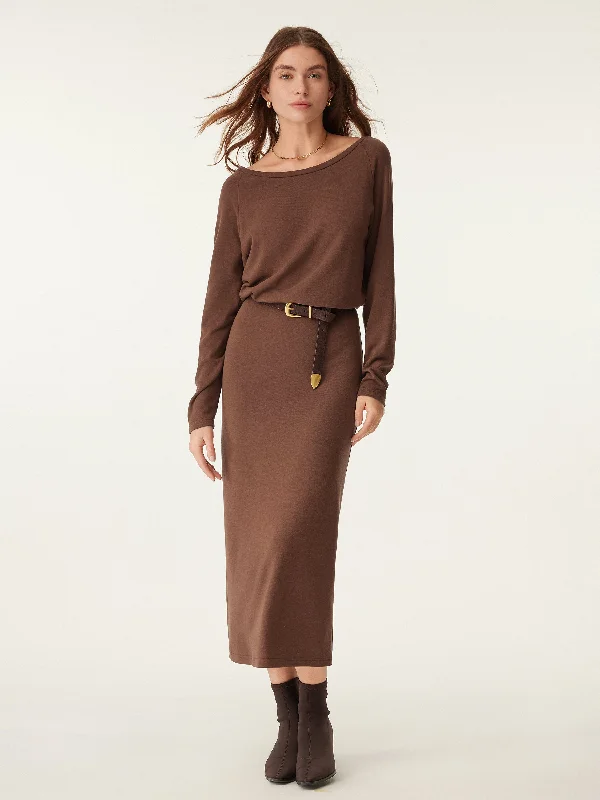 Women's Wrap DressesRelaxed Boatneck Midi Dress