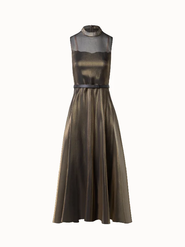 Women's Wrap DressesMidi Dress in Sheer Golden Shimmer Silk Blend Organza