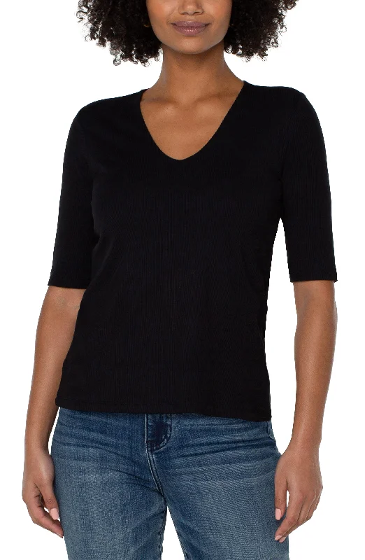 Women's Harem PantsDOUBLE LAYER V-NECK RIB KNIT TOP