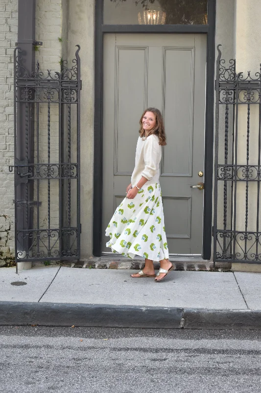 Women's Flared SkirtsFiona Midi Skirt Apple Green Floral Final Sale