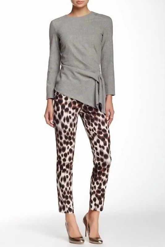 Women's Jodhpurs with Asymmetrical HemPansy Animal Print Straight Leg Trousers In Multicolor