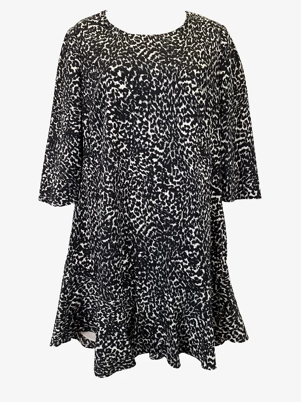 Women's Boat Collar DressesWitchery Animal Print Frilled Mini Dress Size 10