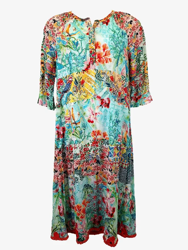 Women's V-Back DressesLulalife Tropical Vacation Maximalist Summer Dress Size S