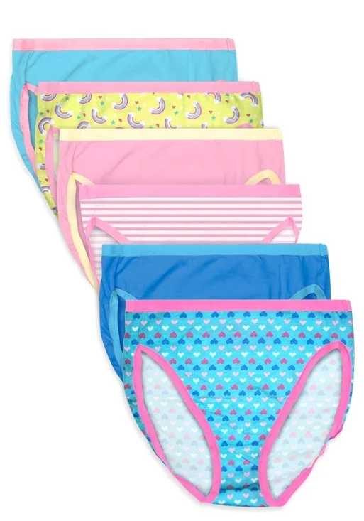 high-waisted cotton women's underwearGirls Rainbow Bikini 6 Pack