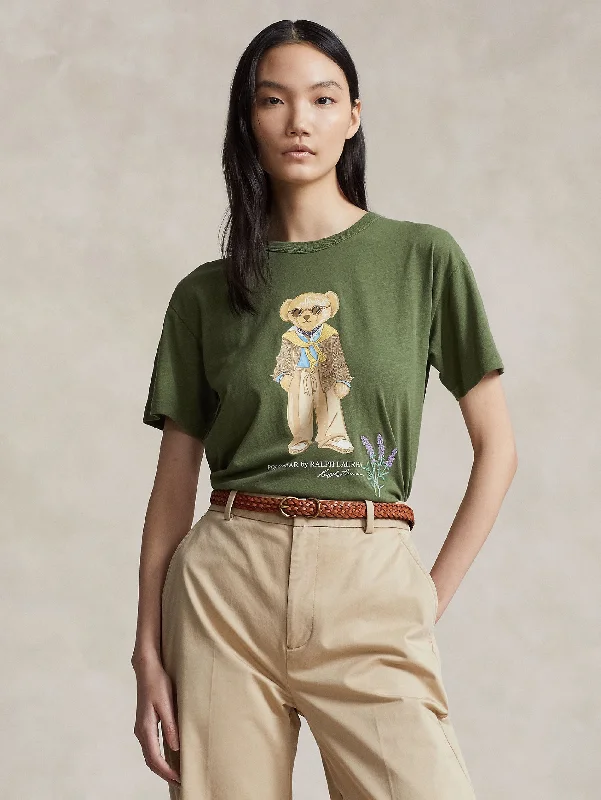 Women's Blouse with Three-Quarter SleevesT-shirt con Stampa Polo Bear Verde