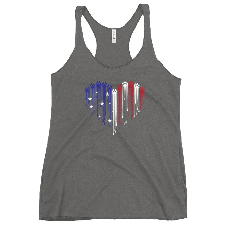 Women's Blouse with Keyhole CollarPainted Paw American Heart Flag Tank