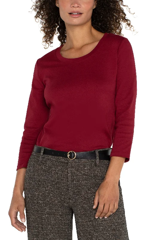 Women's Jodhpurs with Square Collar3/4 SLEEVE SCOOP NECK KNIT TEE