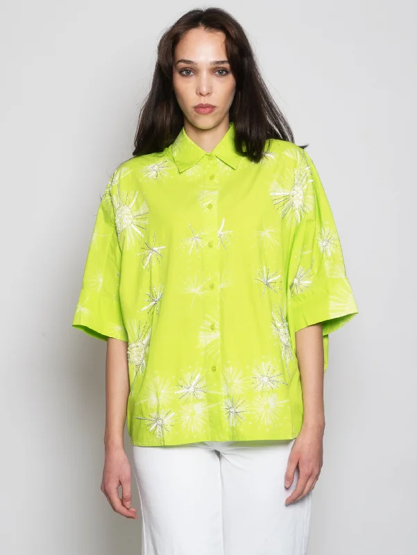 Women's Blouse with PleatsCamicia con Ricami Verde