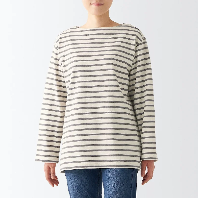 Women's Blouse with Three-Quarter SleevesHeavyweight Boatneck Long Sleeve T-Shirt