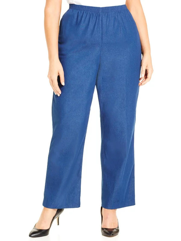 Women's Jodhpurs with Mandarin CollarPlus Womens Denim Flat Front Casual Pants