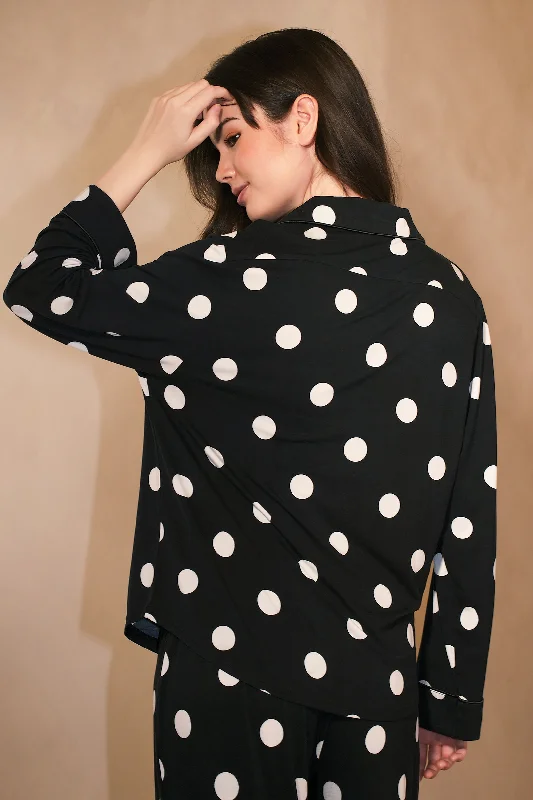 women's pajamas for travelSignature Long Pyjamas Shirt in Polka Dot