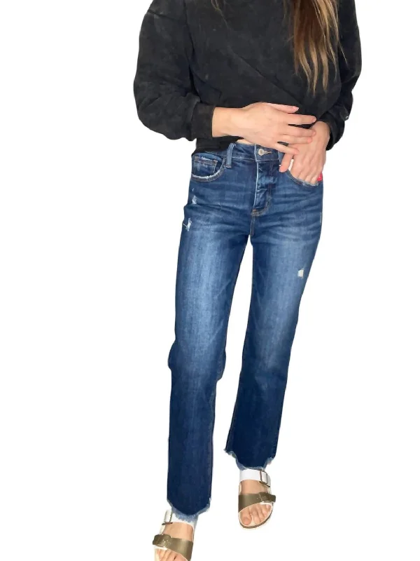 Women's Bootcut PantsTummy Control High Rise Frayed Hem Dad Jeans In Medium Wash