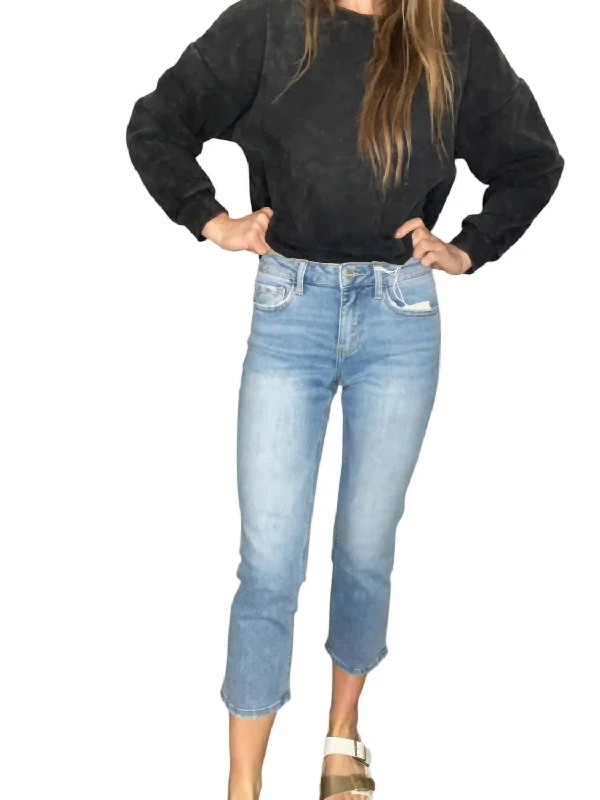 Women's Jodhpurs with Peter Pan CollarHigh Rise Cropped Straight Jeans In Light Wash