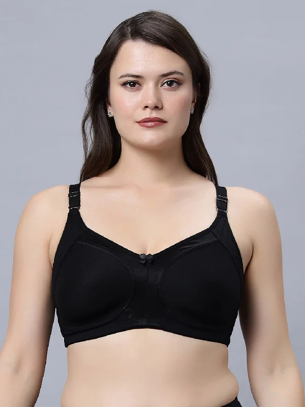 wireless bra for daily wearNon Padded Full Coverage T-Shirt Black Color Bra (Pack of 1)