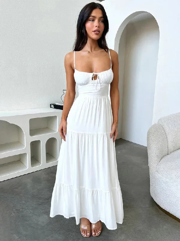 Women's Long-Sleeve DressesSlim A-line Spaghetti Strap Spring Summer Backless Sexy Party Maxi Dress