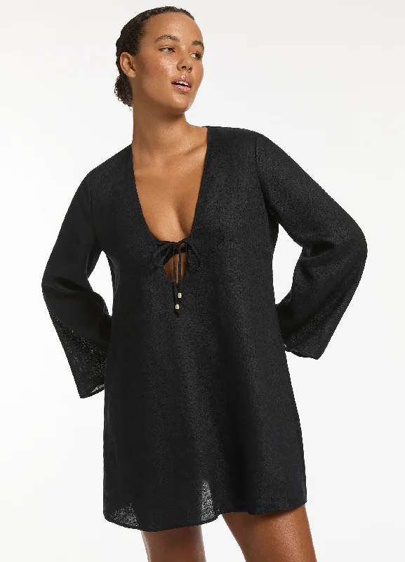 Jetset Tie Front Kaftan - Black