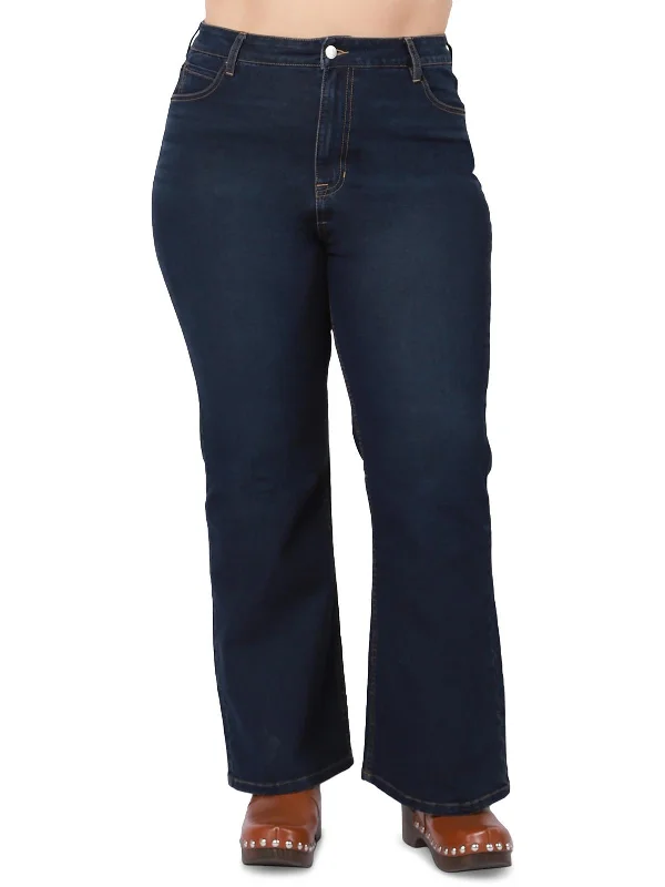 Women's Jodhpurs with Capri LengthPlus Maya Womens High Rise Relaxed Flare Jeans