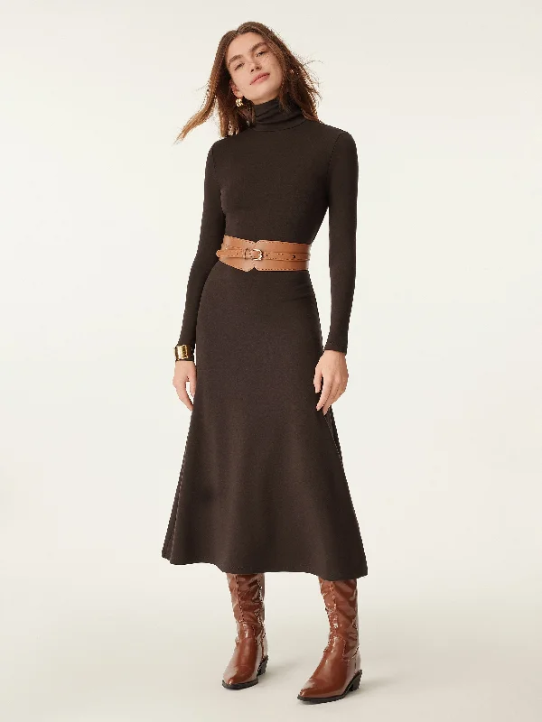 Women's Shirt Collar DressesHeat-Tech Turtleneck Midi Dress