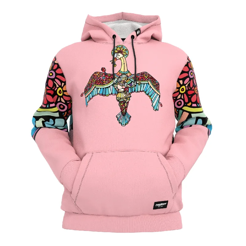 Women's Hooded Sweatshirts with Velvet LiningSwan Flowers Hoodie