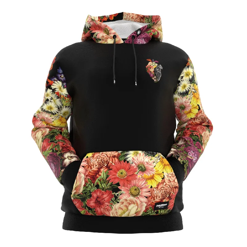 Women's Hooded Sweatshirts with Zipper PocketsFlower Heart Hoodie