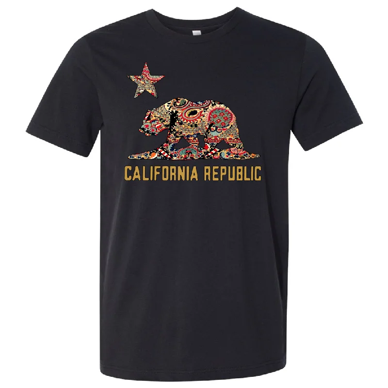 Women's Hooded SweatpantsCalifornia Republic Paisley Bear Asst Colors Mens Lightweight Fitted T-Shirt/tee