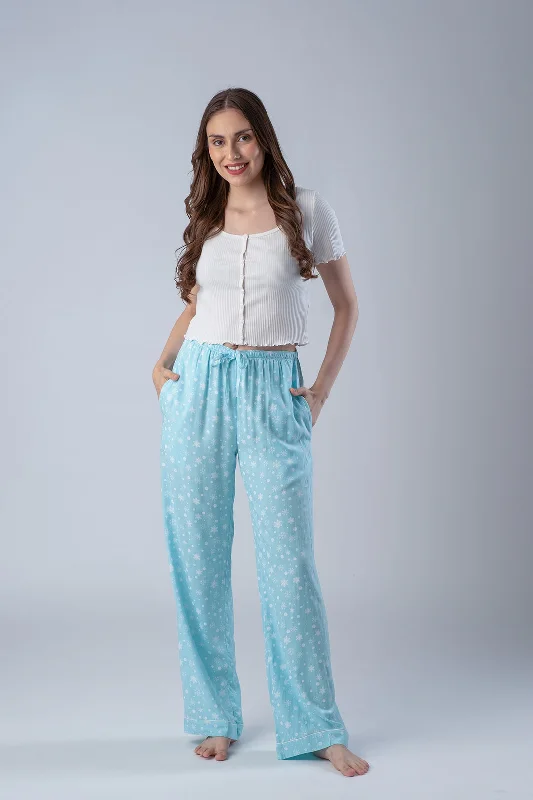 women's pajamas for yoga and meditationAqua Snowflake Cotton Women's Pajama