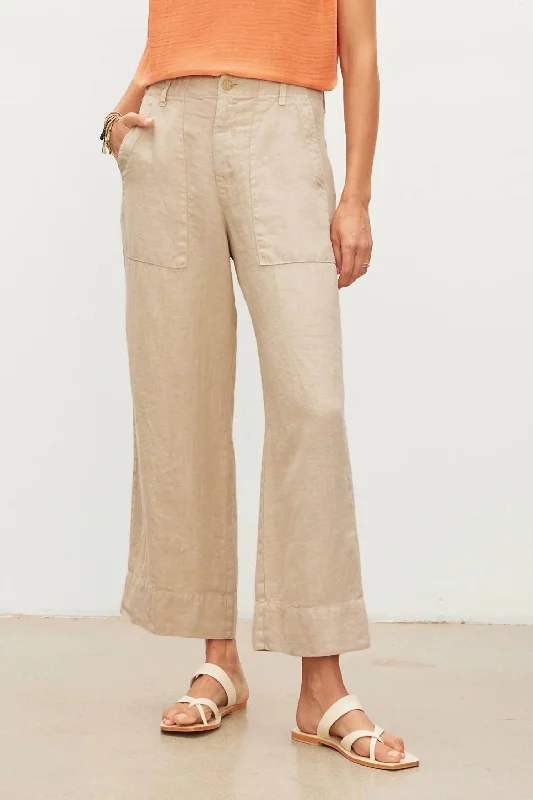 Women's JoggersDru Heavy Linen Pant In Khaki