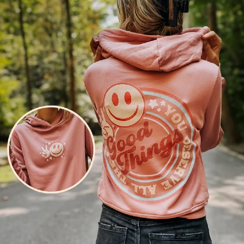 Women's Hooded Sweatshirts with Button ClosureAll The Good Things Hoodie