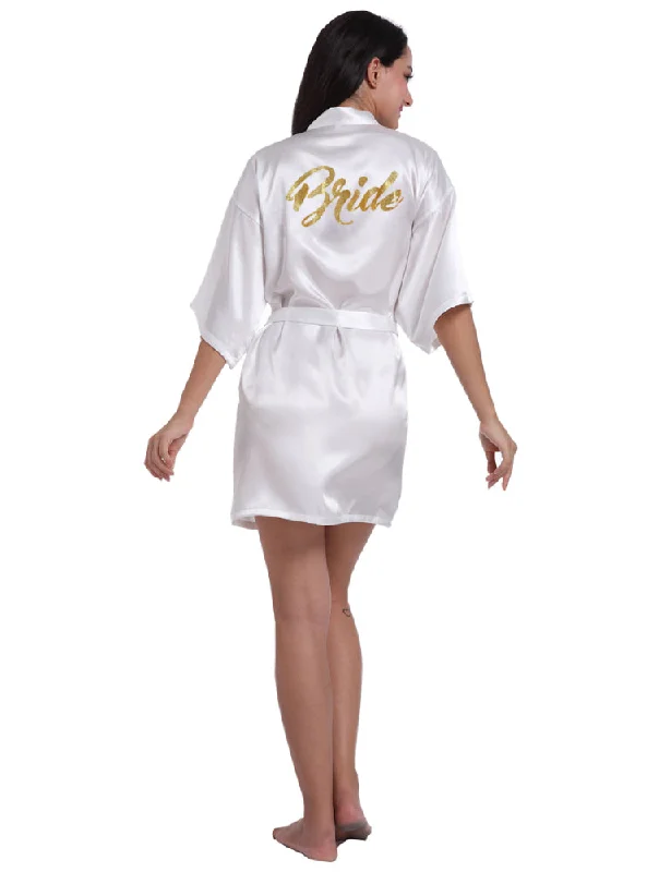 women's pajamas with breathable fabricSatin back bronzing bridal robe