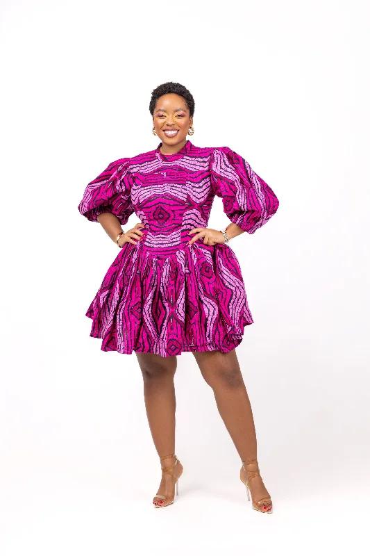 Women's Short-Sleeve DressesModupe Ankara Mini Dress | Pink African Print