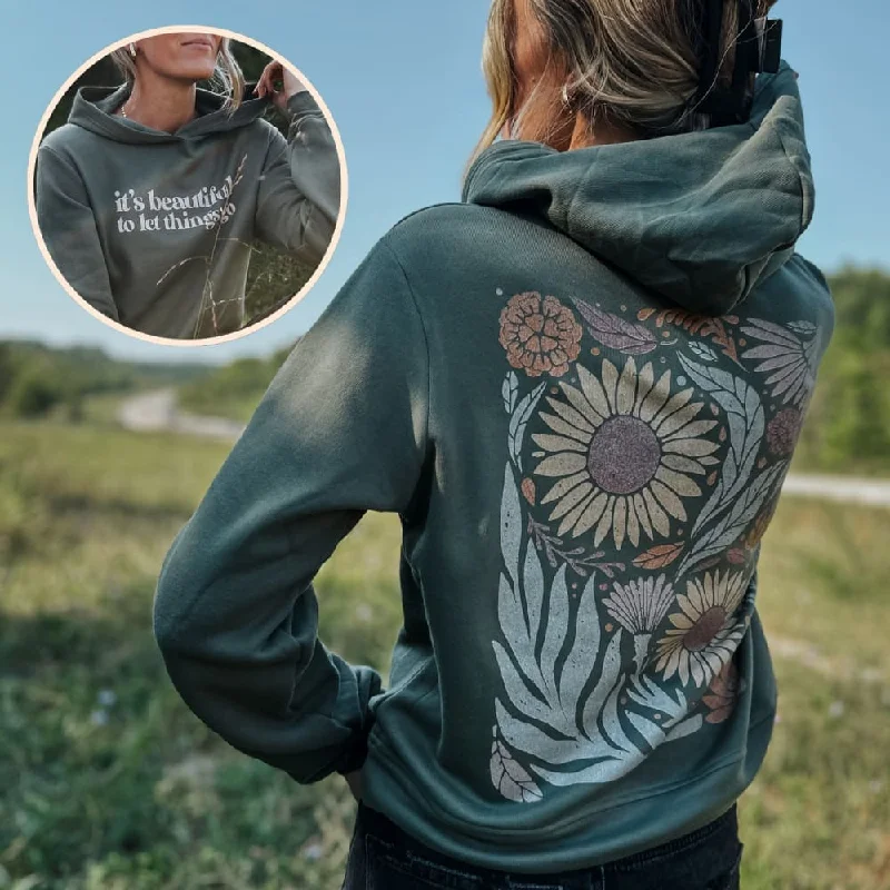 Women's Hooded Sweatshirts with Camouflage LiningLet Things Go Hoodie