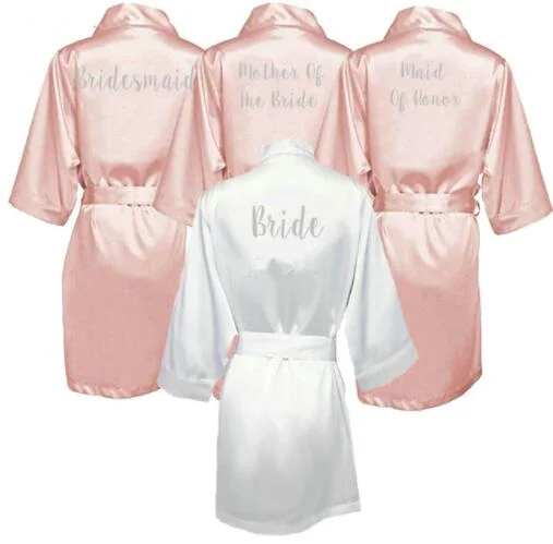 women's pajamas for yoga and meditationdark pink robe silver letter kimono personalised satin pajamas wedding robe bridesmaid sister mother of the bride robes