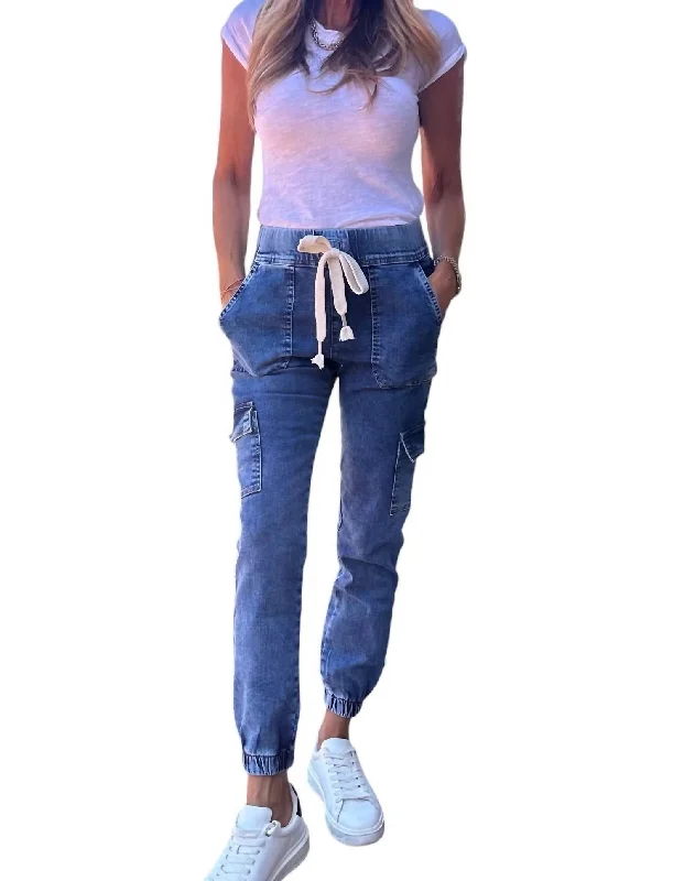 Women's Jodhpurs with U-Shaped NeckGaya Cargo Jeans In Denim