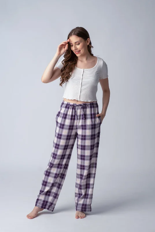 women's pajamas with a playful printPurple Plaid Cotton Women's Pajama