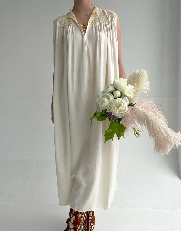 women's pajamas for winter warmth1930's Cream Silk Dress