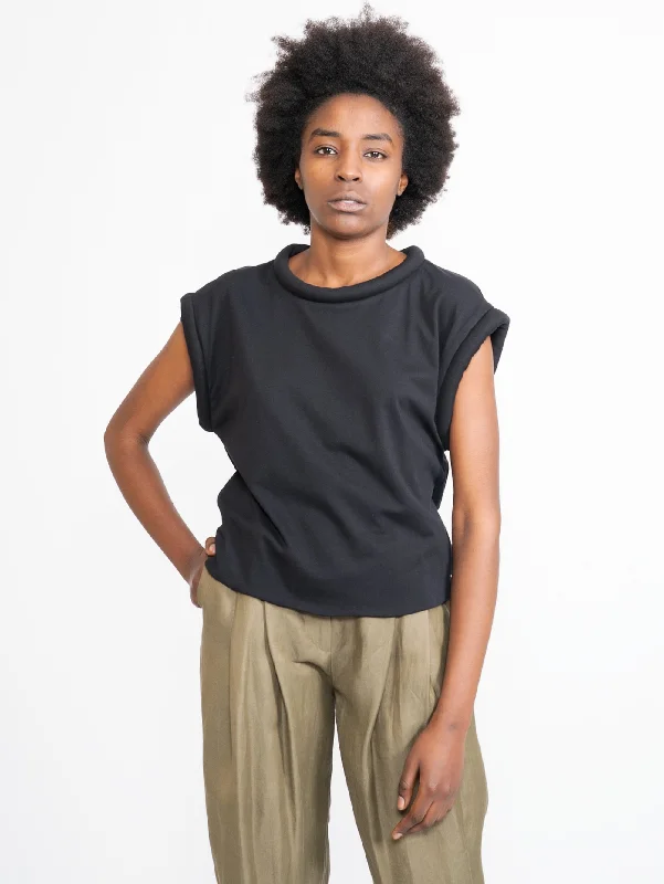 Women's Blouse with Keyhole NeckT-shirt con Profili Imbottiti Nero