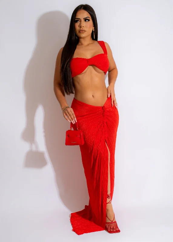 Women's Edgy SkirtsLooking For Me Skirt Set Red