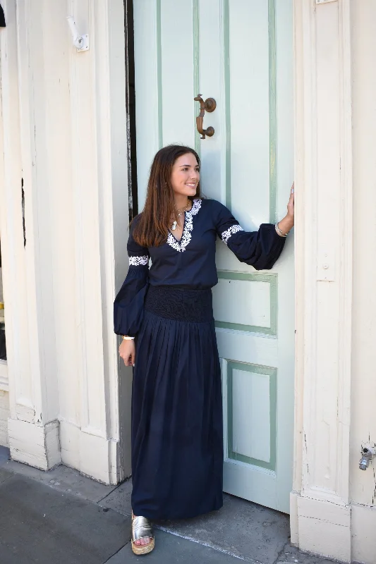 Women's Shirt Collar SkirtsSerena Mykonos Maxi Skirt Navy