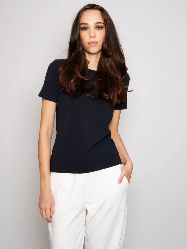 Women's Button-Up BlouseT-shirt Aderente Blu