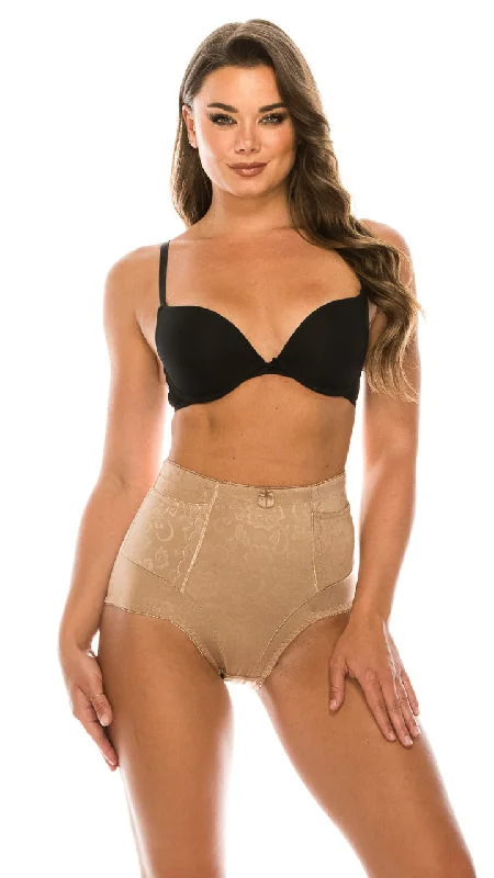 plus-size seamless panties with a full-coverage design and tummy control69083 Microfiber High Waist Full Coverage Brief with Dual Pockets