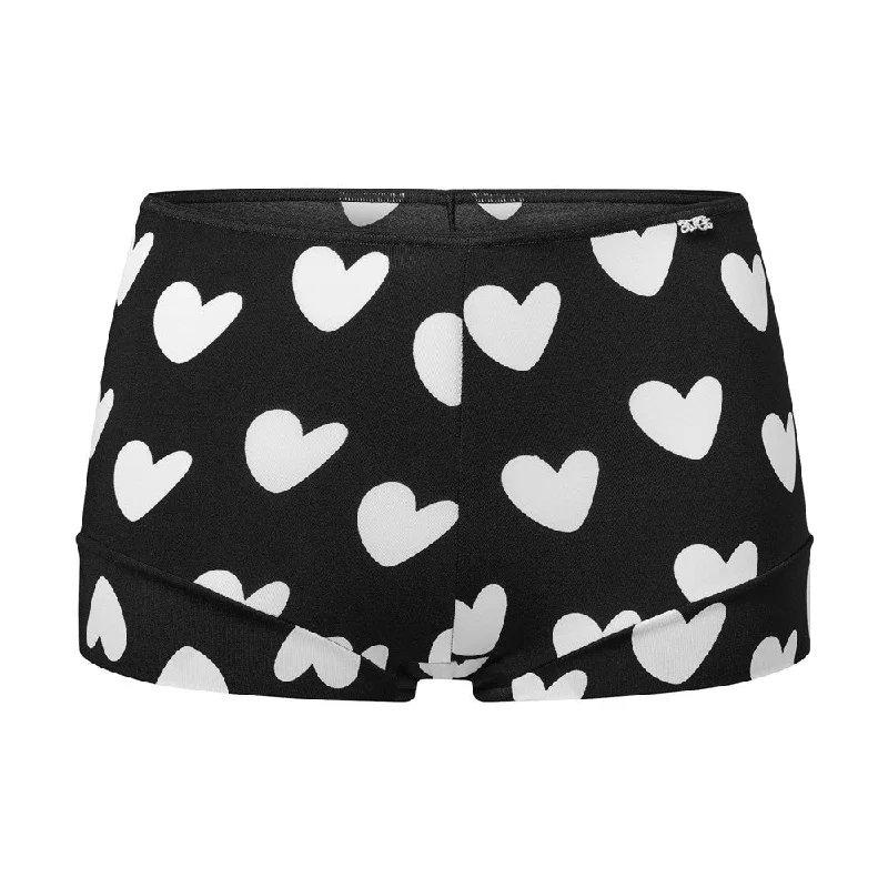 lace-up high-cut panties for womenAvet boxertrosa hearts print Black