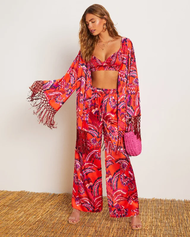 Azra Tropical Fringe Kimono