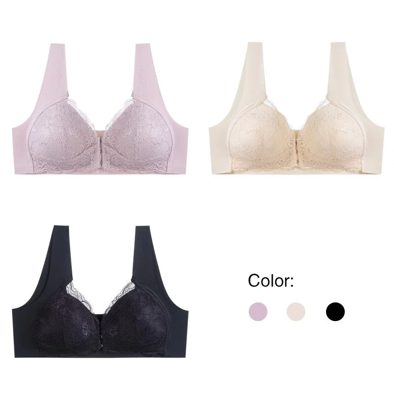 mastectomy bra with pockets3Pcs/Pack! Wireless Bras for Women Sexy Front Closure Bra  Seamless Vest Bralette Push Up Lingerie Plus Size Brassiere