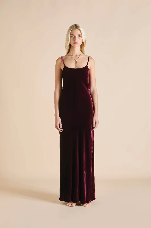 women's pajamas for all-season comfortOlympia Burgundy Dress in Silk Velvet