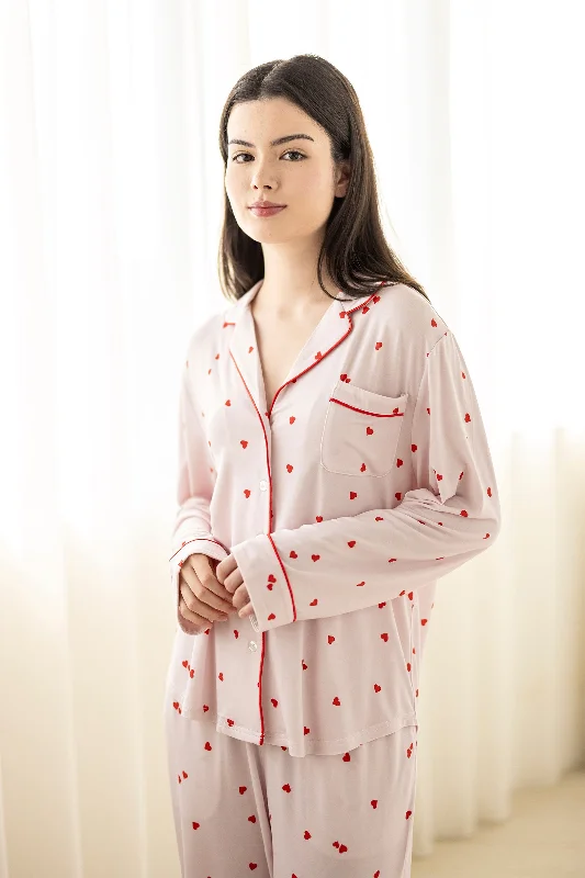 women's pajamas in bold patternsSignature Long Pyjamas Shirt in Hearts