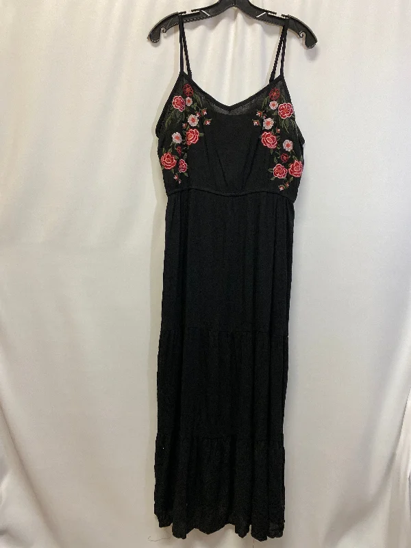 Women's High-Neck DressesBlack Dress Casual Maxi Clothes Mentor, Size L