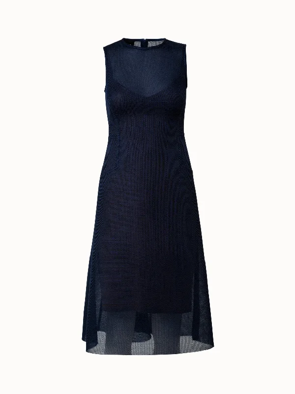 Women's Collarless DressesTechno Grid Midi Dress