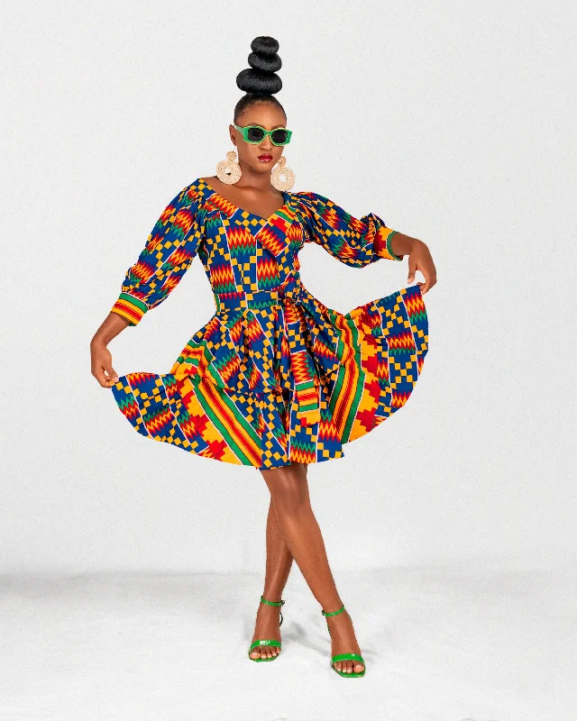 Women's High Collar DressesPalmer Ankara Mini Dress | Kente Multicoloured African Print